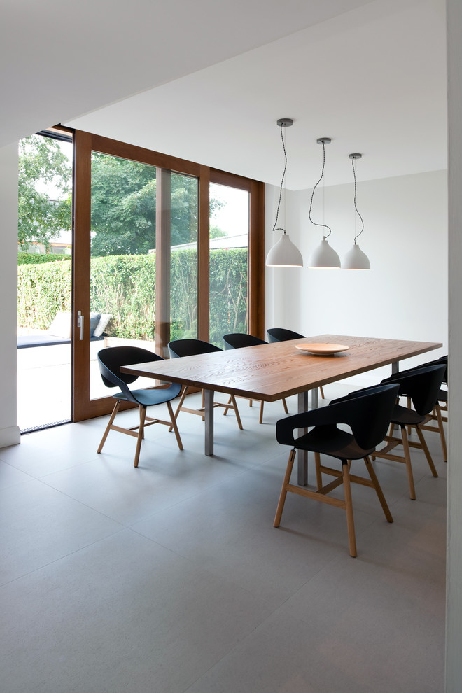 Contemporary open plan dining room in Other.