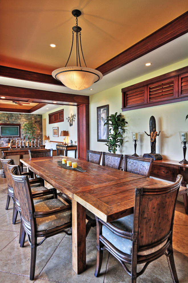 Photo of a world-inspired dining room in Hawaii.