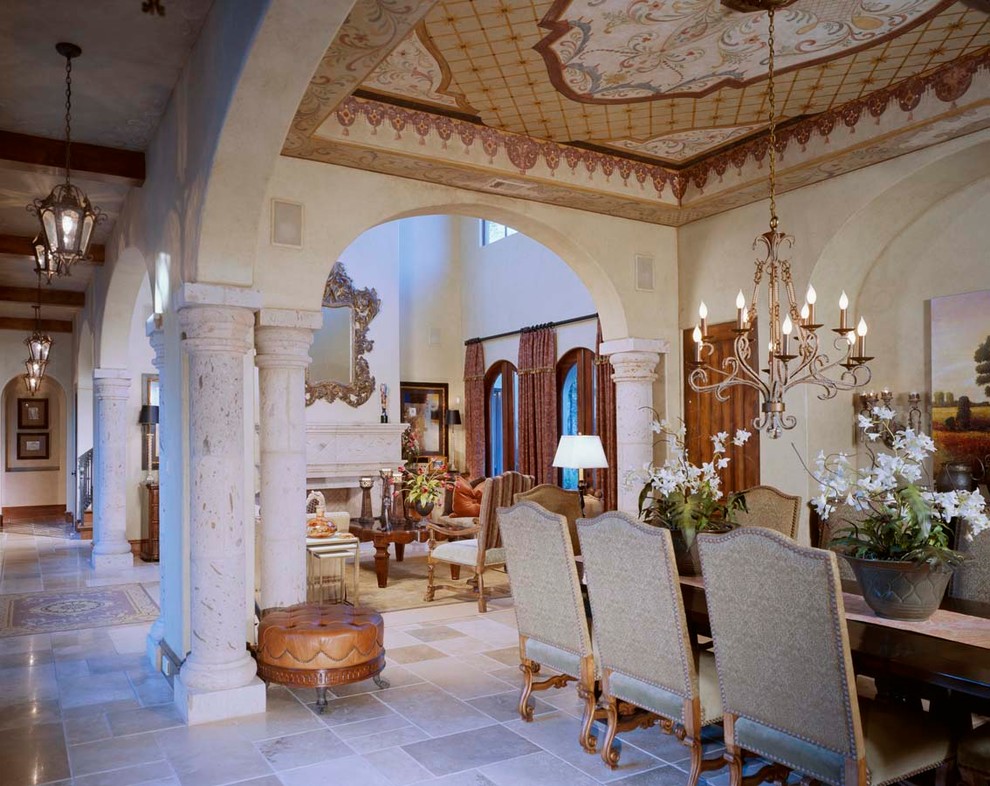 Inspiration for a mediterranean dining room remodel in Houston