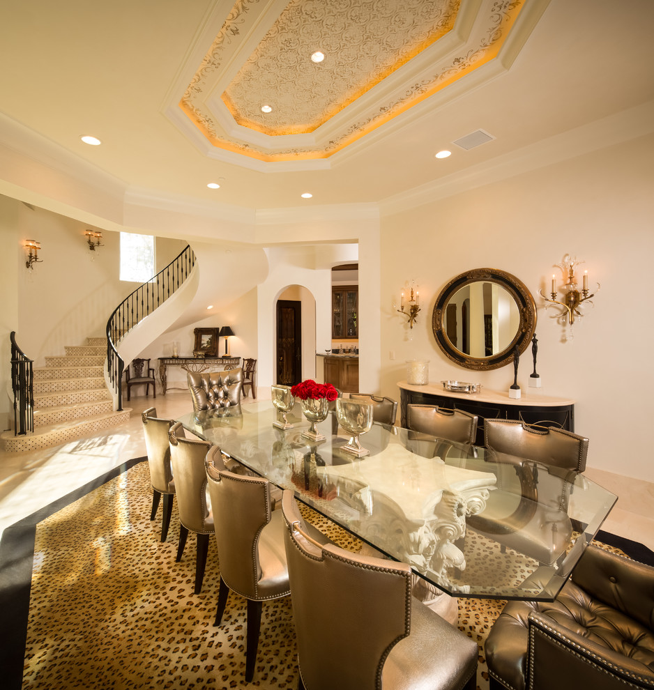 This is an example of a mediterranean dining room in Houston.