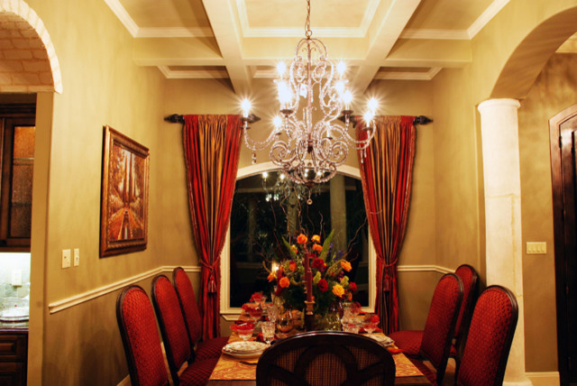 This is an example of a mediterranean dining room in Austin.
