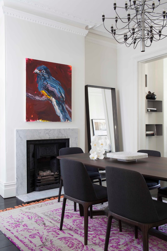 Example of a small trendy great room design in Sydney with white walls, a standard fireplace and a stone fireplace