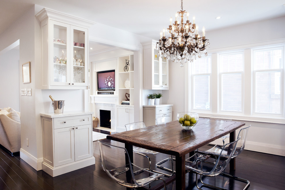 Dining room - rustic dining room idea in Toronto with white walls