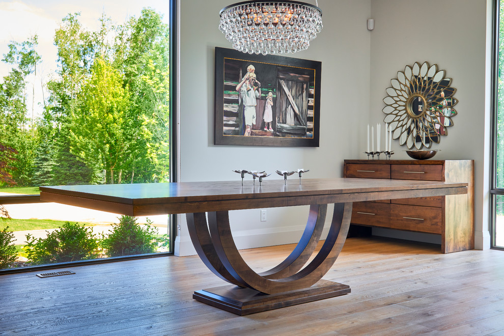 Metro Table with Parson Chairs & Live Edge Sideboard Dining Room Toronto by Woodcraft