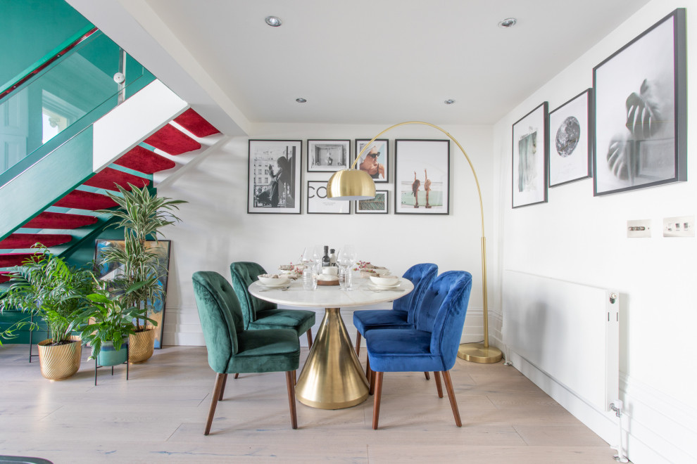 Design ideas for a contemporary dining room in London.