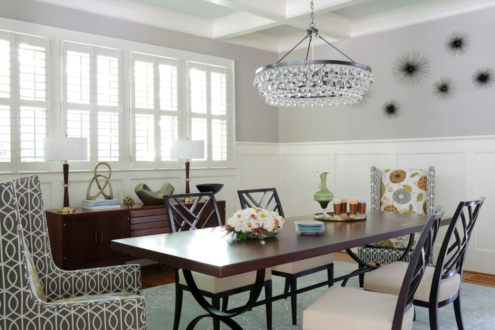 Inspiration for a large transitional medium tone wood floor dining room remodel in Atlanta with gray walls