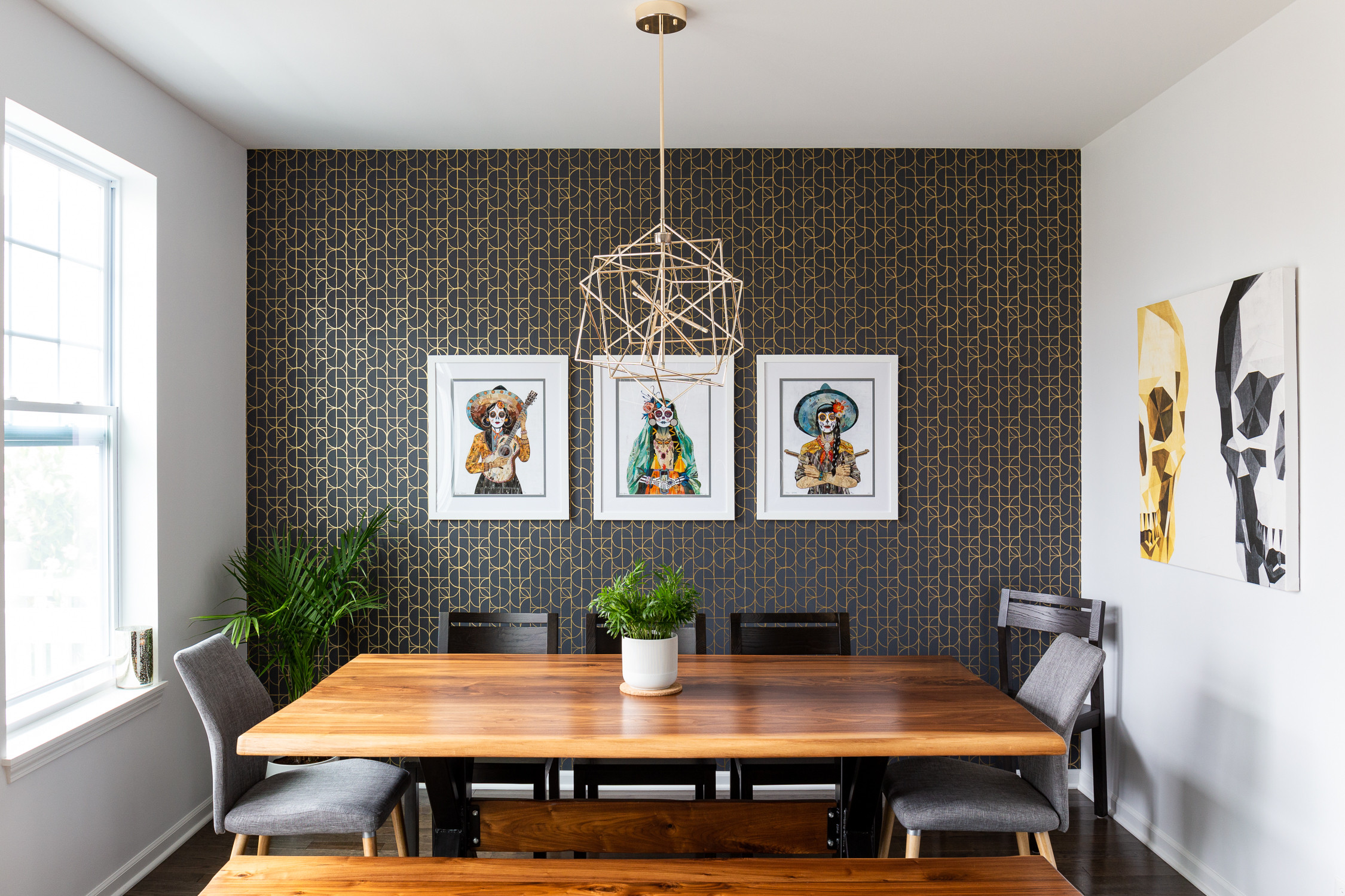 75 Beautiful Wallpaper Dining Room, Accents Wallpaper Dining Room Ideas