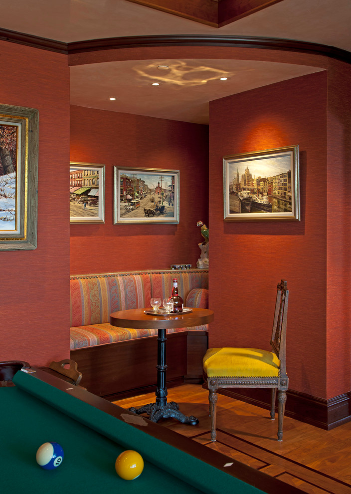 Inspiration for a mediterranean dining room remodel in Milwaukee