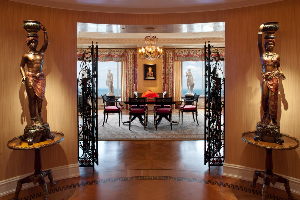 Example of a tuscan dining room design in Milwaukee