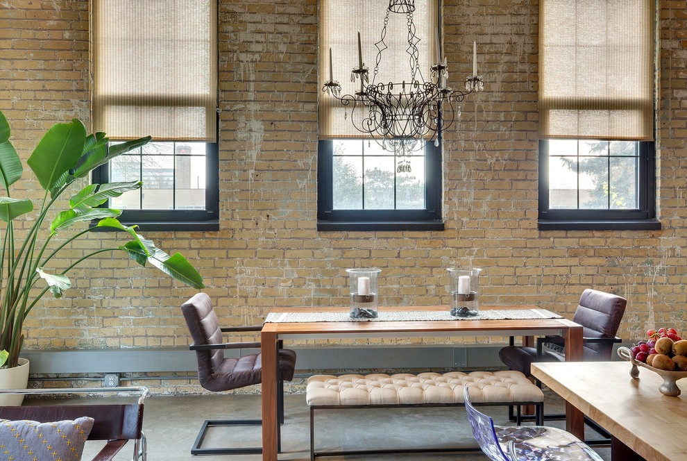 Design ideas for an urban open plan dining room in Minneapolis.