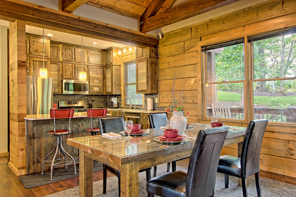Inspiration for a rustic dining room remodel in Atlanta
