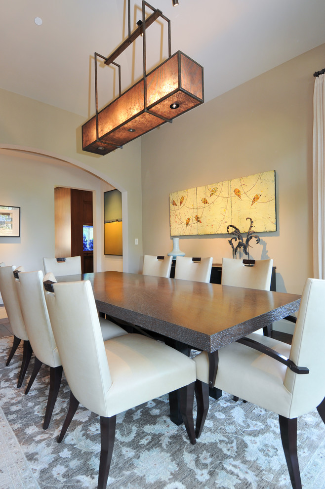 Traditional dining room in San Francisco with beige walls.