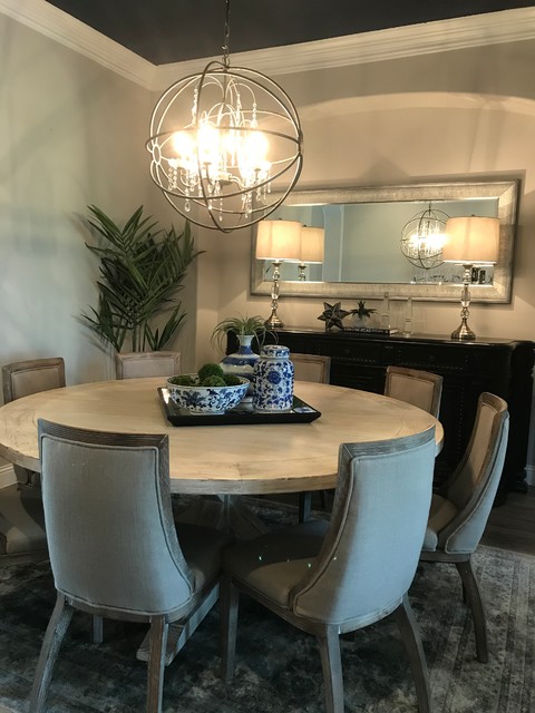 Modern dining area with white and grey color scheme - Transitional - Dining Room - Dallas - by ...