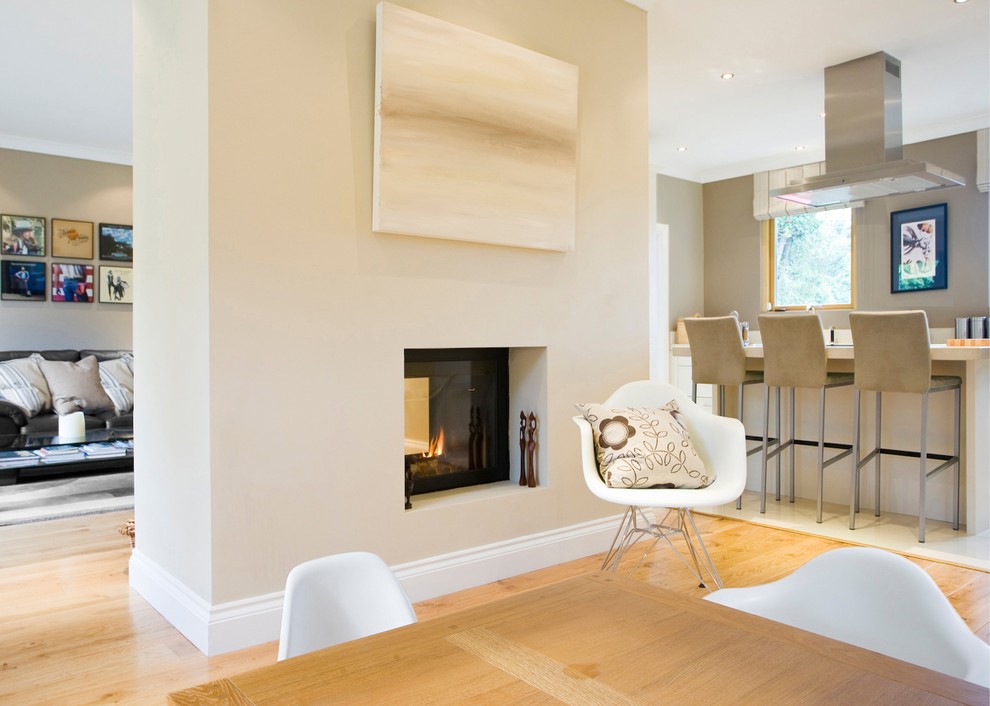 This is an example of a modern open plan dining room in Dublin.