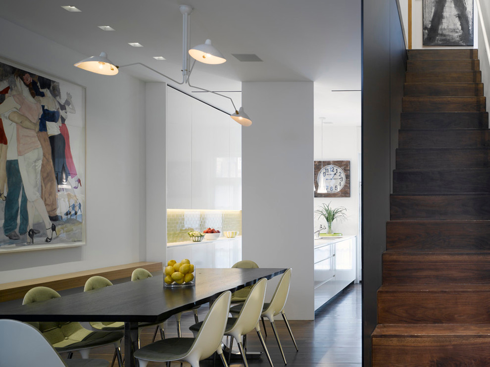Свежая идея для дизайна: гостиная-столовая в стиле модернизм - отличное фото интерьера