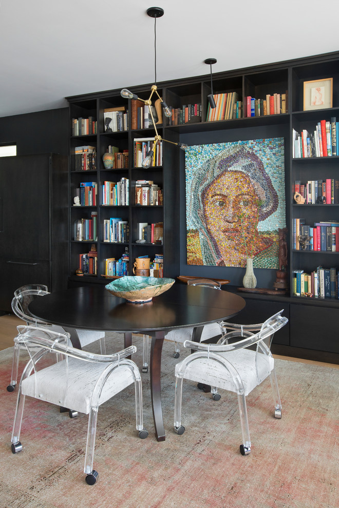 Modern Dining Room With Black Built In, How To Light A Built In Bookcase