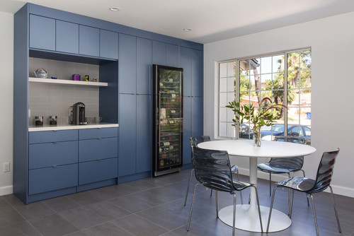 Flat-panel, shaker, and tall cabinets for compact kitchens