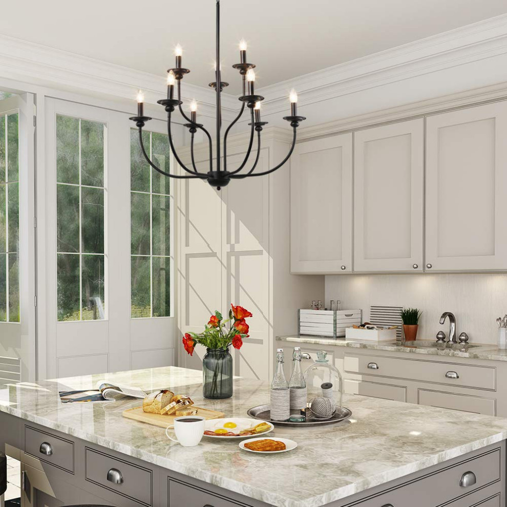 Cette image montre une petite salle à manger ouverte sur la cuisine minimaliste avec un mur blanc.