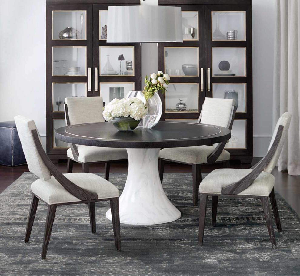 Modern Round Dining Table & Chairs Transitional Dining Room by