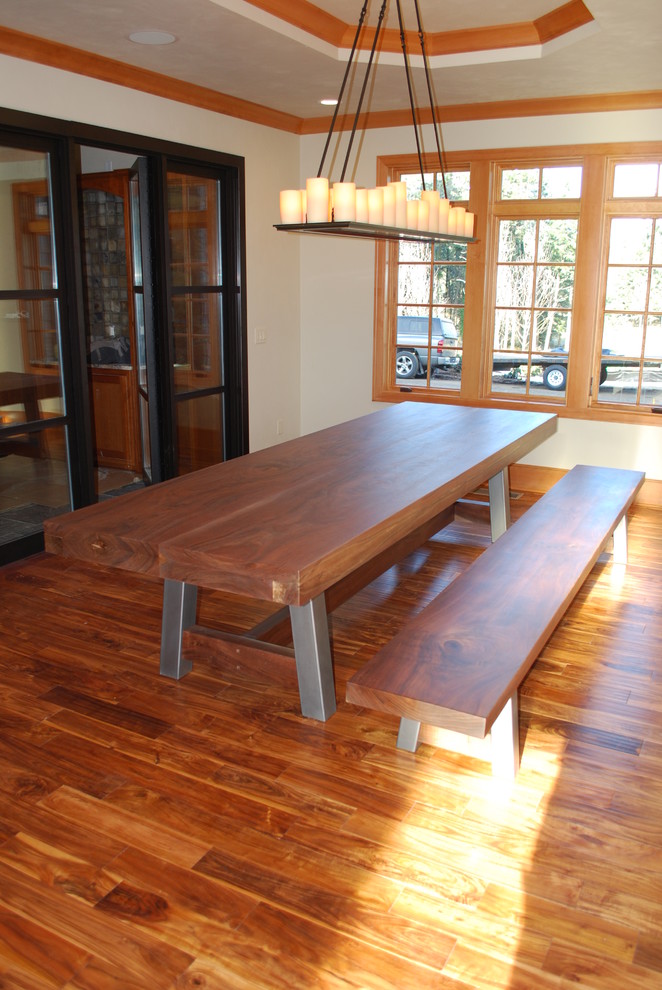 This is an example of a modern dining room in Portland.