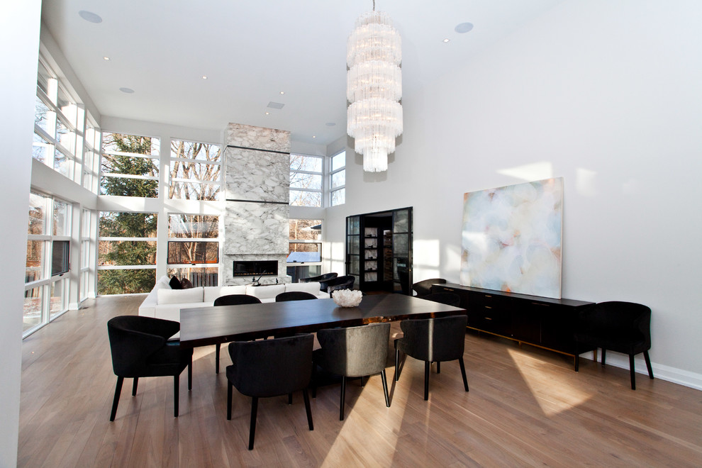 Design ideas for a contemporary open plan dining room in Toronto.