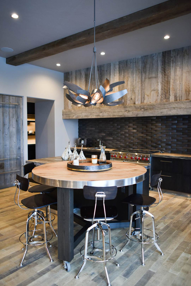 Inspiration for a large contemporary light wood floor kitchen/dining room combo remodel in Los Angeles
