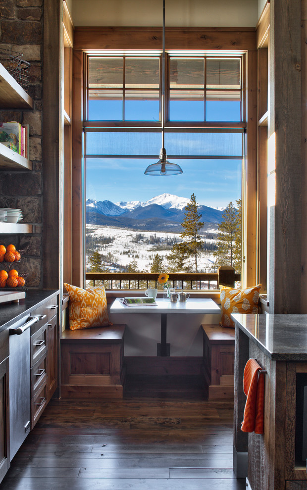 Design ideas for a rustic dining room in Denver.