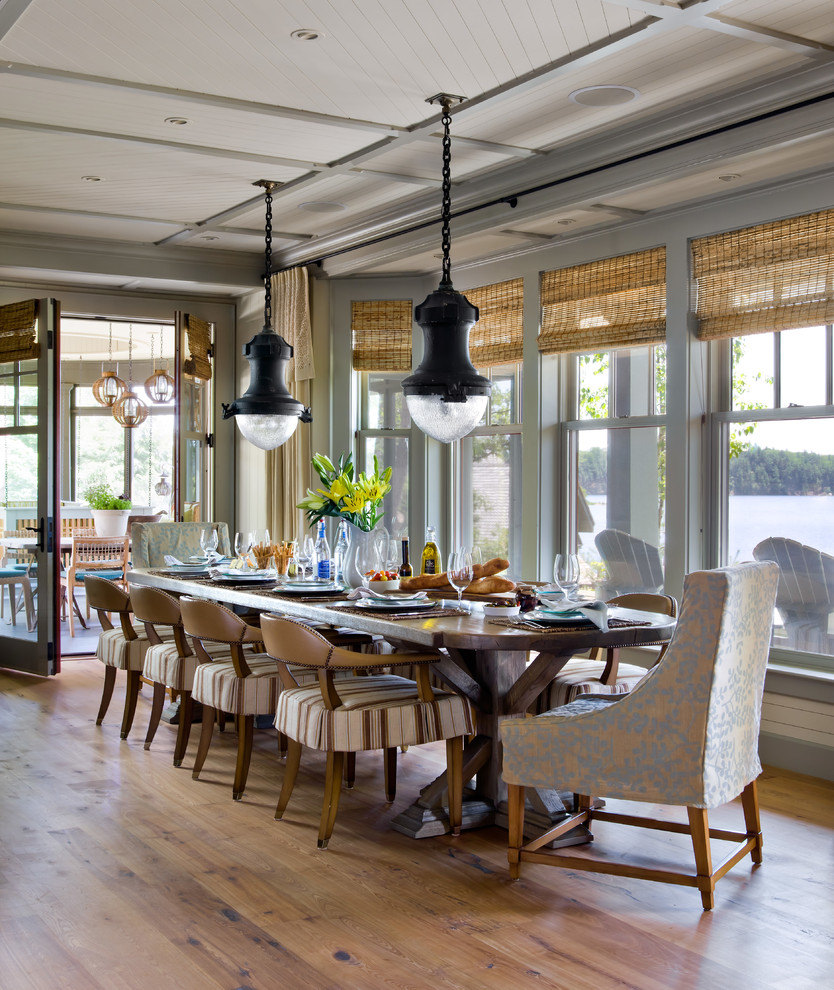 Design ideas for a coastal dining room in Other.