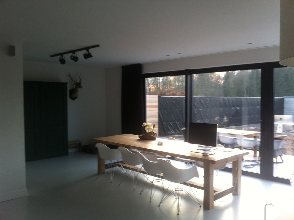 This is an example of a modern dining room in Amsterdam.