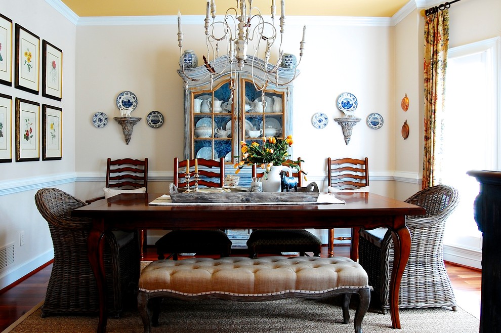 My Houzz French Country Meets Southern, Farmhouse Style Dining Room Set With Bench