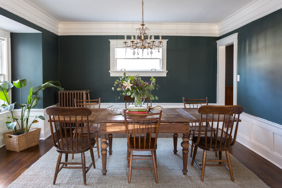 Dining room - mid-sized cottage dining room idea in Kansas City with no fireplace