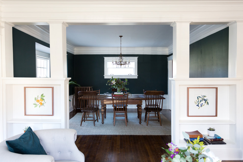 Medium sized rural dining room in Kansas City with no fireplace.