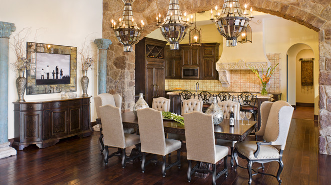 Dining room - mediterranean dining room idea in Austin