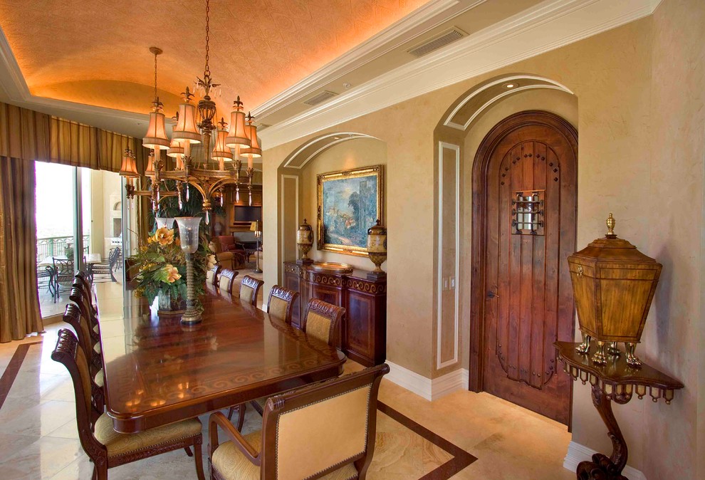 Design ideas for a world-inspired dining room in Houston.