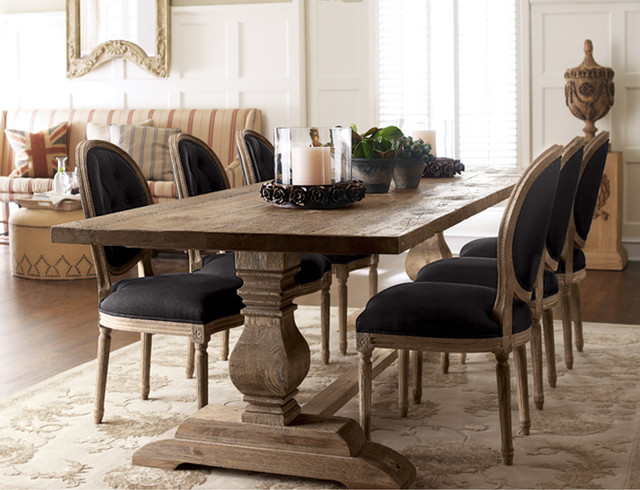 Natural Dining Table Black Linen Chairs American Traditional Dining Room Dallas By Horchow Houzz