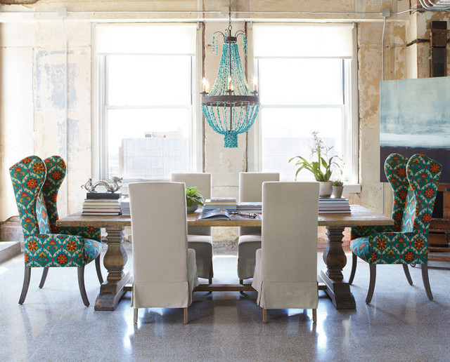 Natural Dining Table Upholstered Dining Chairs Eclectic Dining Room Dallas By Horchow Houzz Au