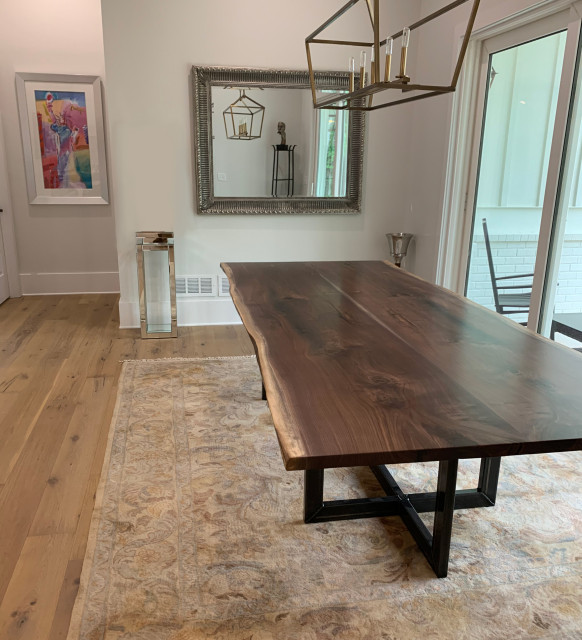 Natural Walnut Live Edge Dining Table Contemporáneo Comedor