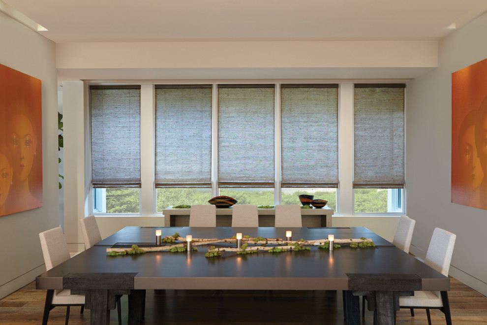 Natural Woven Wood Shades Dining Room Houston by Houzz