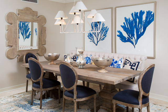 Navy and White Dining Room - Beach Style - Dining Room - Tampa - by  Stonebreaker Builders & Remodelers | Houzz