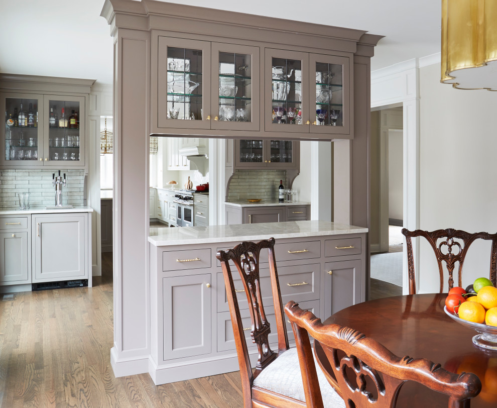 Dining Room Breakfront & Wet Bar Transitional Dining Room Chicago