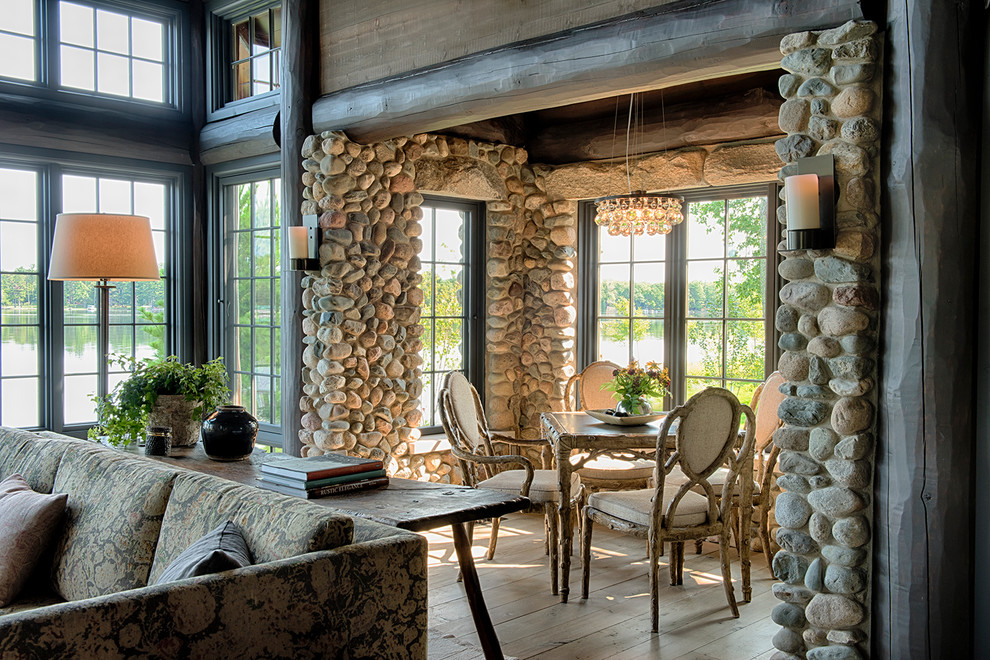 Inspiration for a rustic dining room in Minneapolis.