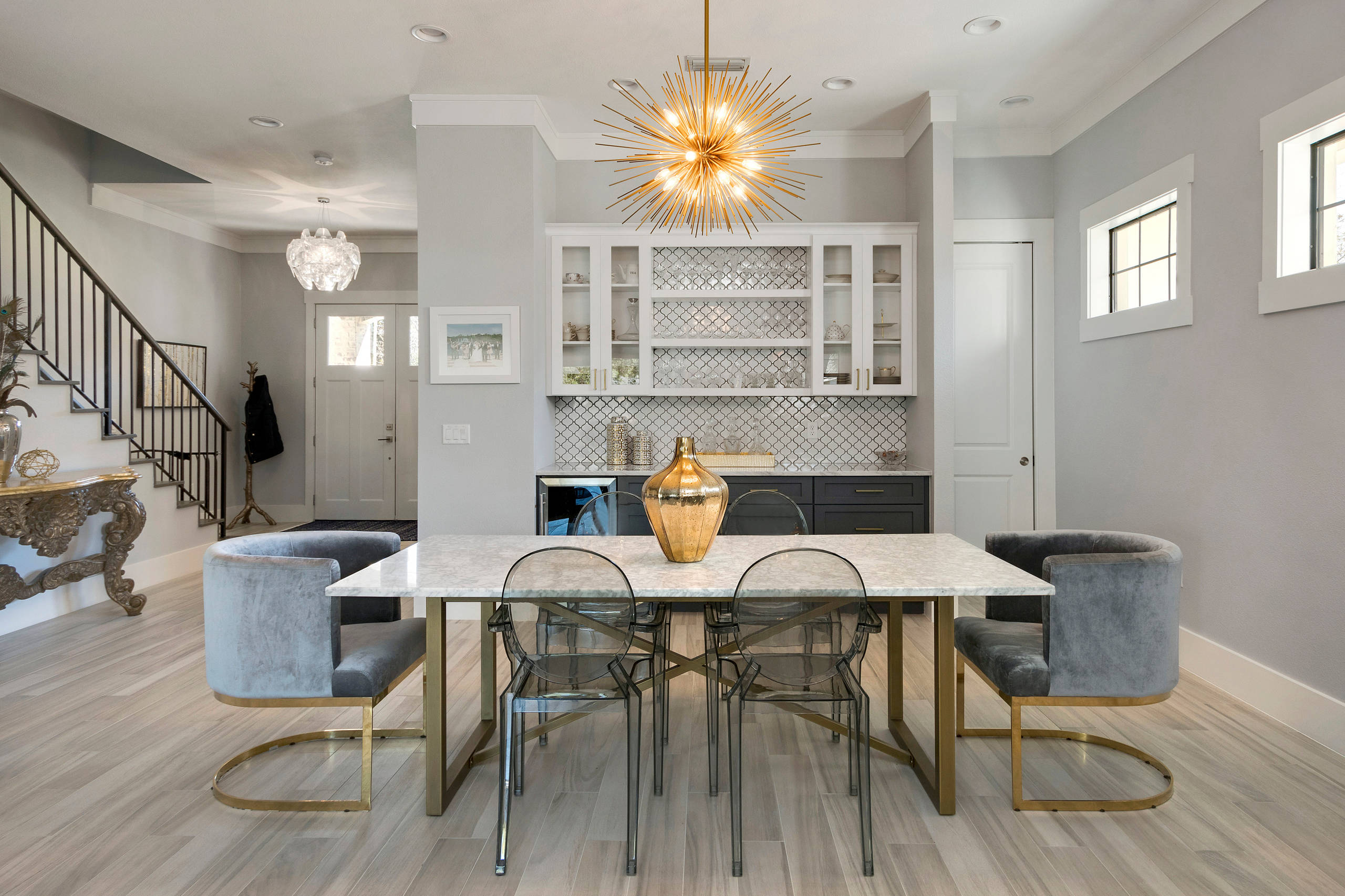 Gold and grey dining cheap room