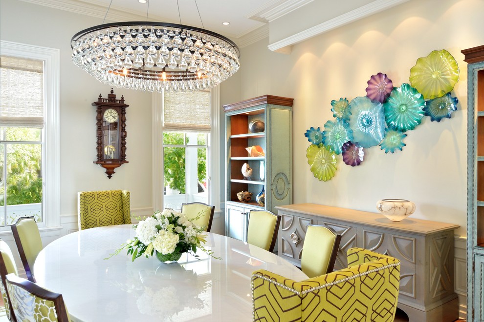 This is an example of a large contemporary dining room in Miami.