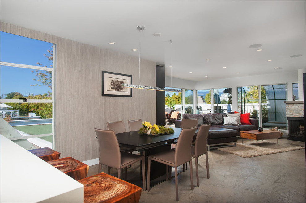Open Concept Living & Dining Area Modern Dining Room Vancouver