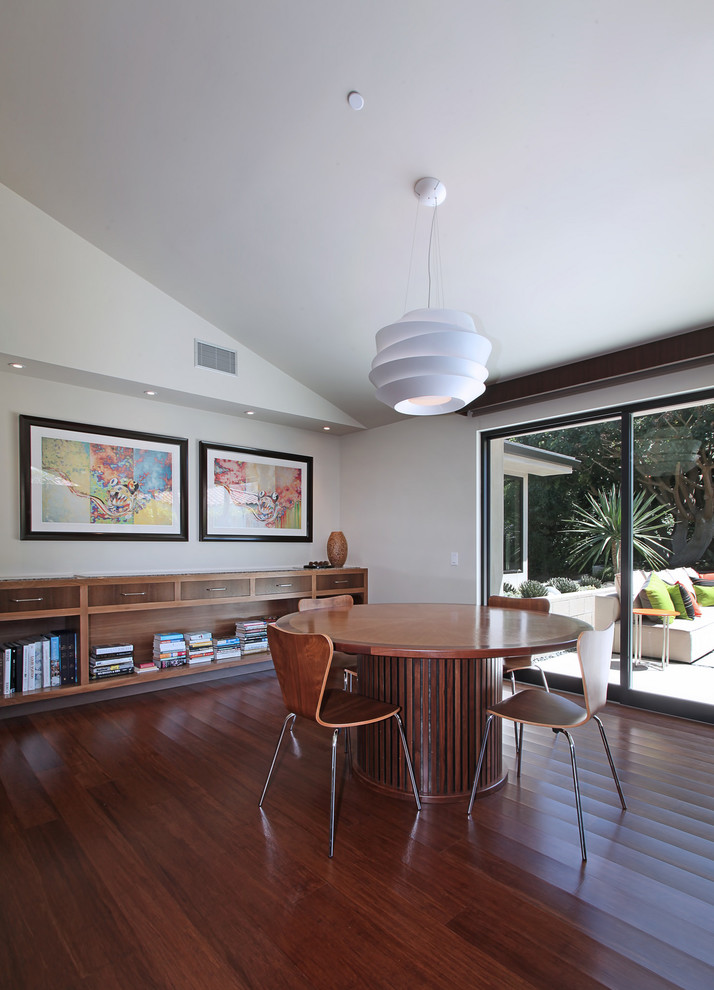 Inspiration for a 1950s bamboo floor great room remodel in Orange County