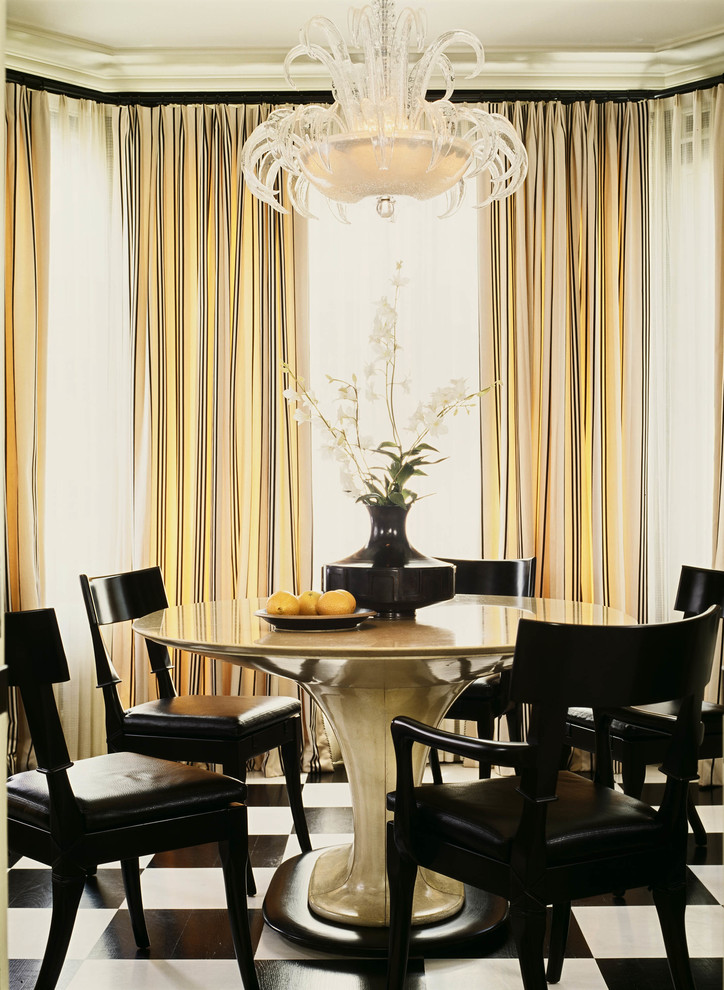 This is an example of an expansive victorian dining room in San Francisco with ceramic flooring.