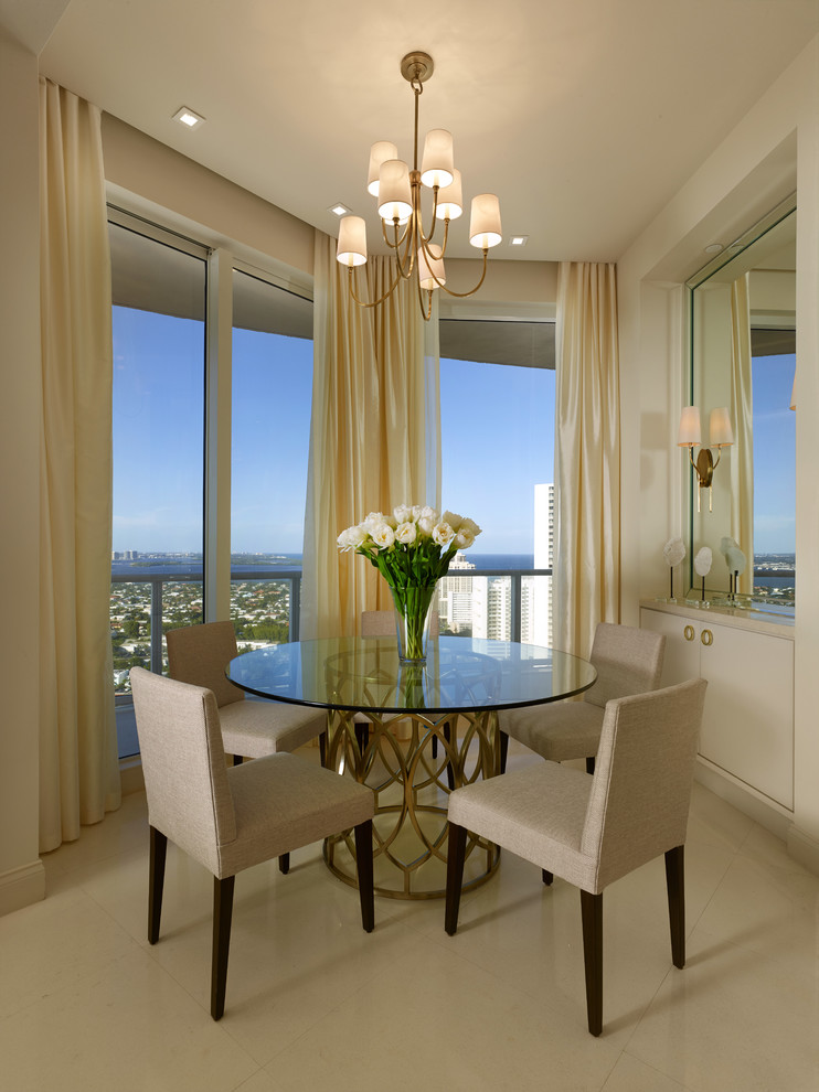 Photo of a medium sized classic kitchen/dining room in Miami with beige walls.