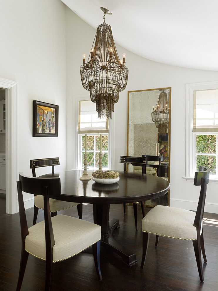 Inspiration for a classic dining room in San Francisco with white walls.