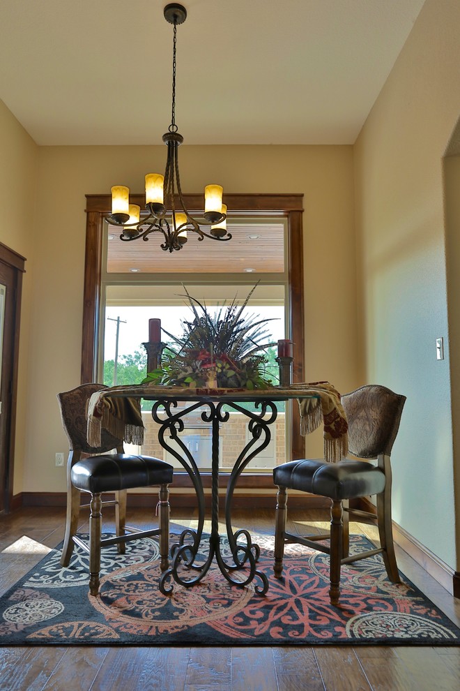 Example of a small classic kitchen/dining room combo design in Dallas with beige walls
