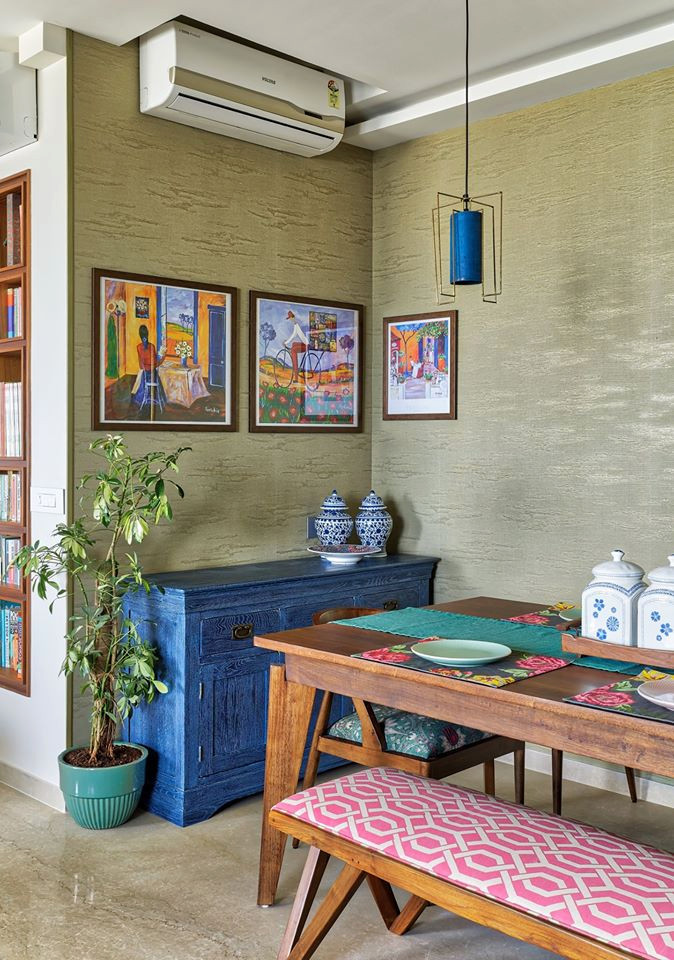 Inspiration for a tropical dining room remodel in Mumbai